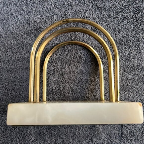Vintage Onyx & Brass Letter or Napkin Holder - Picture 3 of 6